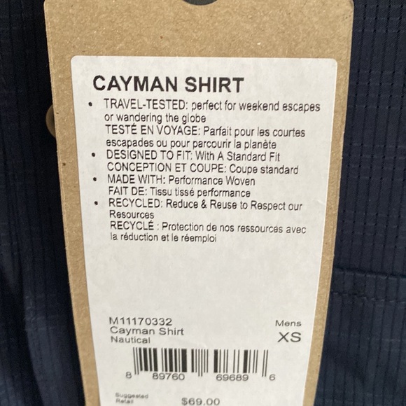 (B4) prAna Men's Nautical Cayman Short Sleeve Shirt, Size XS, NWT - Picture 6 of 9
